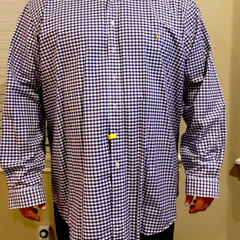 Ralph Lauren purple gingham button down shirt in big and tall 4XLT.